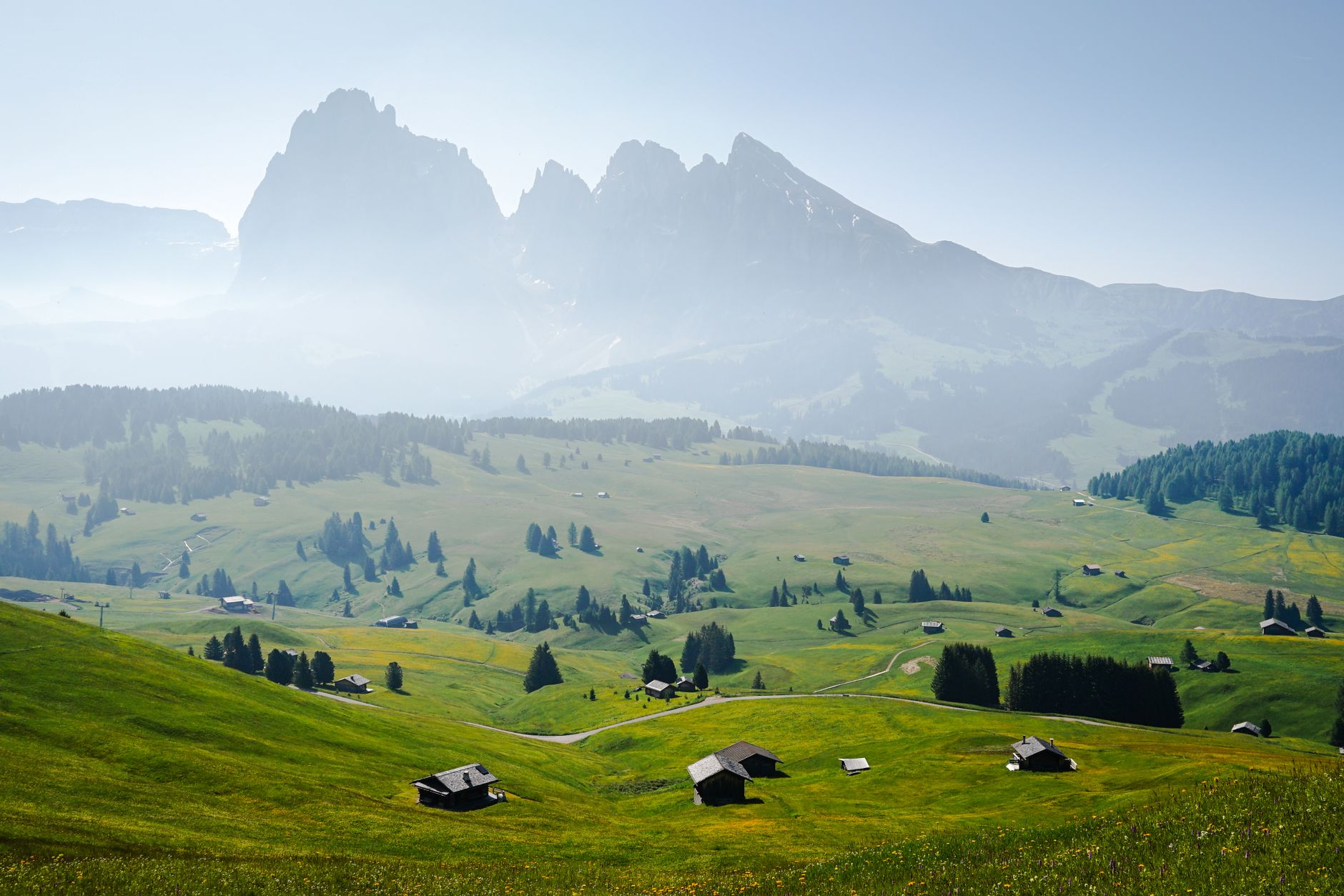 Dolomites peak at sunset